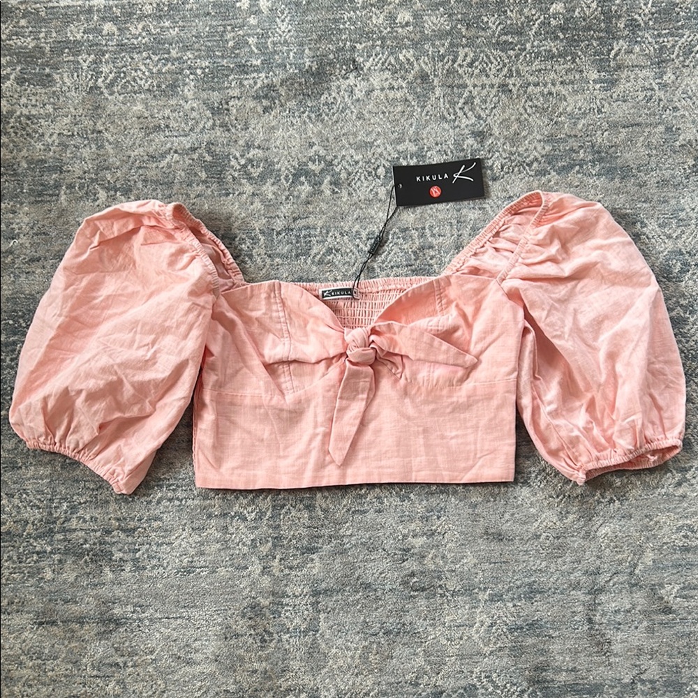 Kikula Peach Puff Sleeve Crop Top